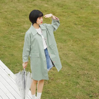 Áo khoác trench coat xanh mint