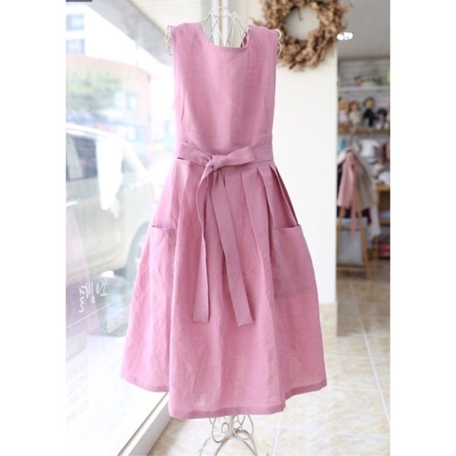 Đầm Linen Hai mặt eo nơ