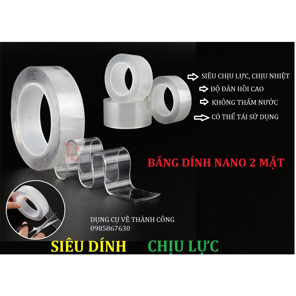 Băng Keo 2 Mặt Siêu Dính, Chống Thấm Nước, Trong Suốt ( Dài 3m, rộng 3cm)