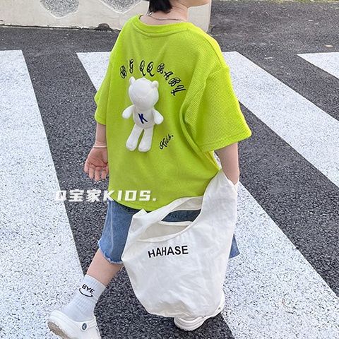 Áo Thun Tay Ngắn Dáng Rộng Thoáng Khí Thời Trang Phương Tây Cho Bé Trai 0630