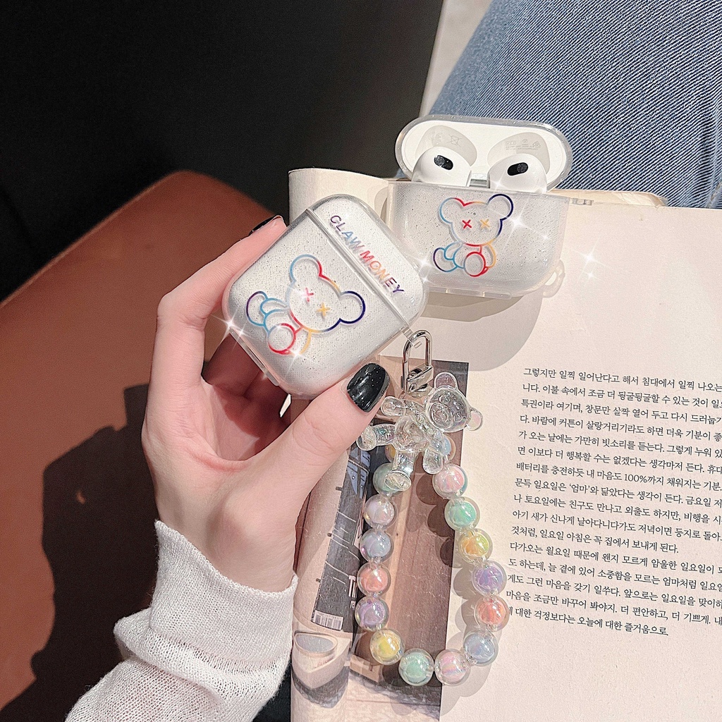 Vỏ Bảo Vệ Hộp Sạc Tai Nghe AirPods3 AirPods3 Pro AirPods2gen Màu Gradient Hình Gấu Dễ Thương Ốp
