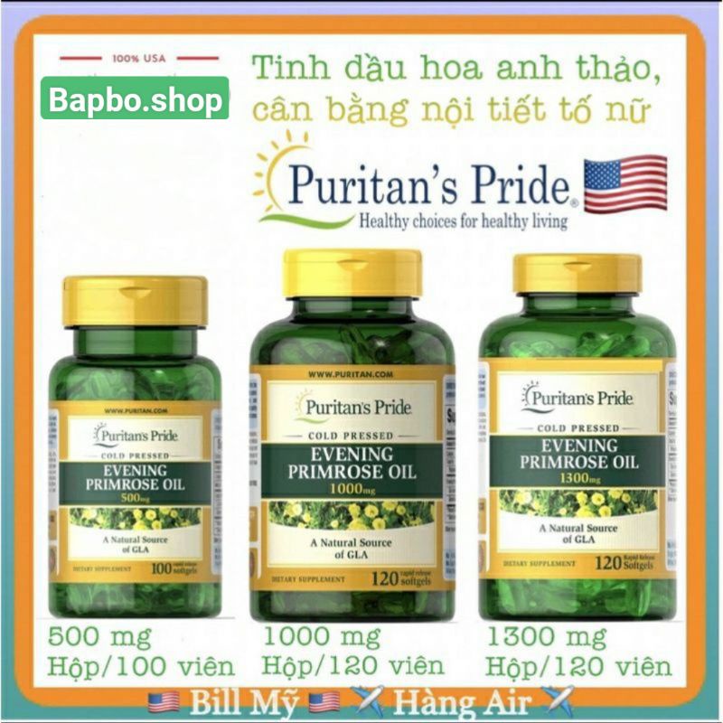 Viên uống tinh dầu hoa anh thảo, cân bằng nội tiết tố Puritan's pride