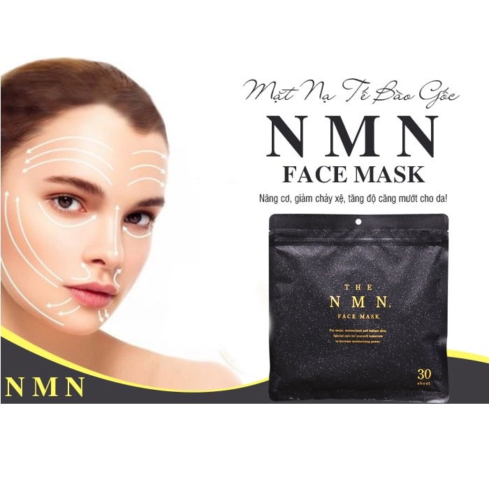 Mặt nạ tế bào gốc NMN Nhật Bản 30 miếng, Trẻ hóa, nâng cơ, chống lão hóa, Trắng da, mờ thâm nám