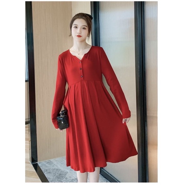 ĐẦM BẦU HÀN QUỐC, chuẩn phom dáng màu như hình không giống hình có quyền trả hàng