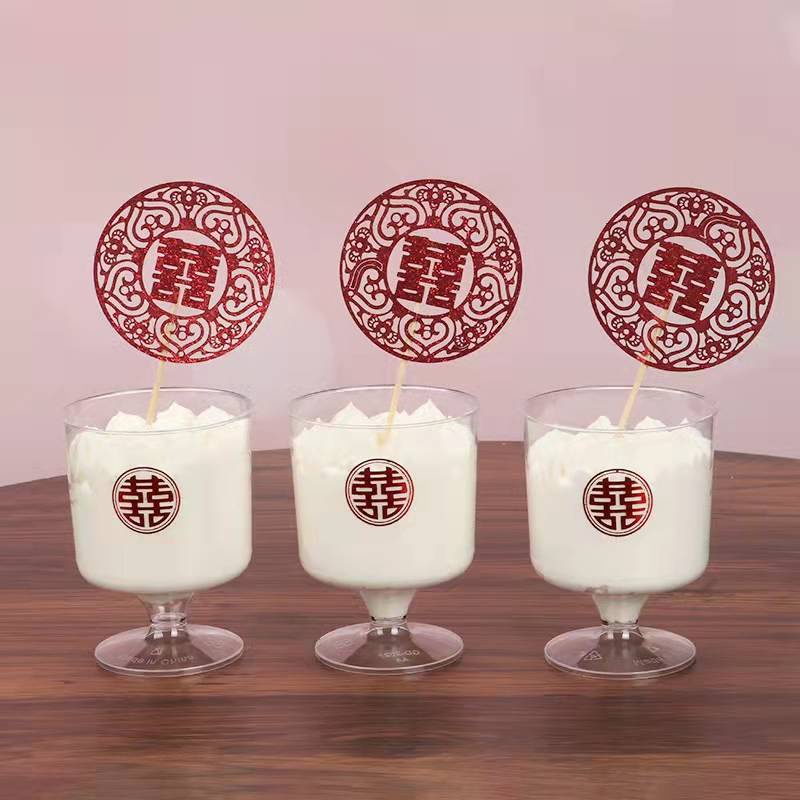 Set 10 Cốc Nhựa Đựng Bánh Tráng Miệng Dùng Một Lần Kèm Muỗng