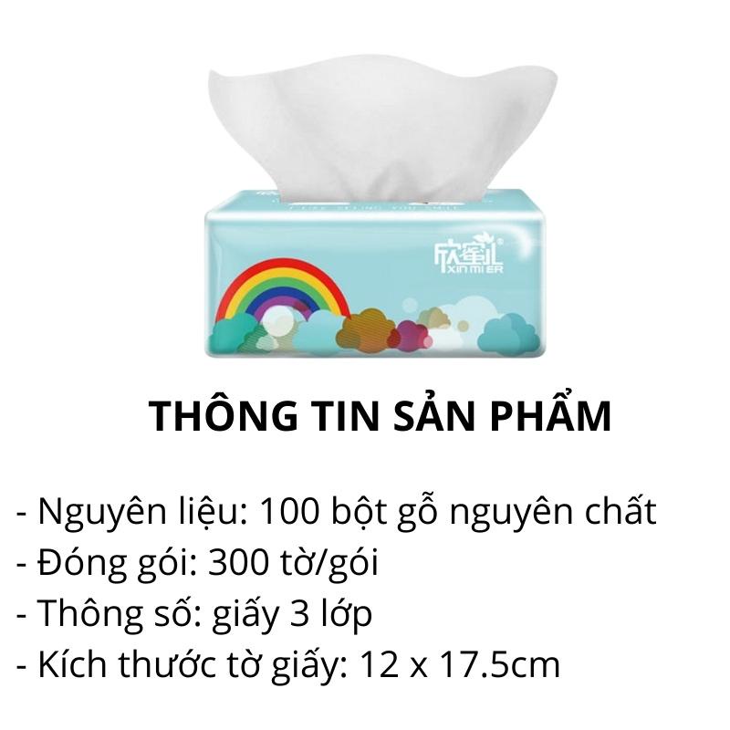 Khăn giấy ăn siêu mềm dai 3 lớp gói 300 tờ, 100% bột gỗ tự nhiên không tẩy trắng