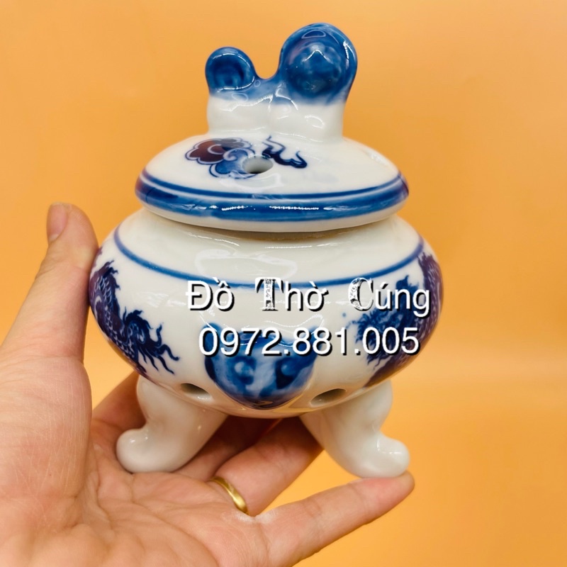 Lư đốt trầm men lam