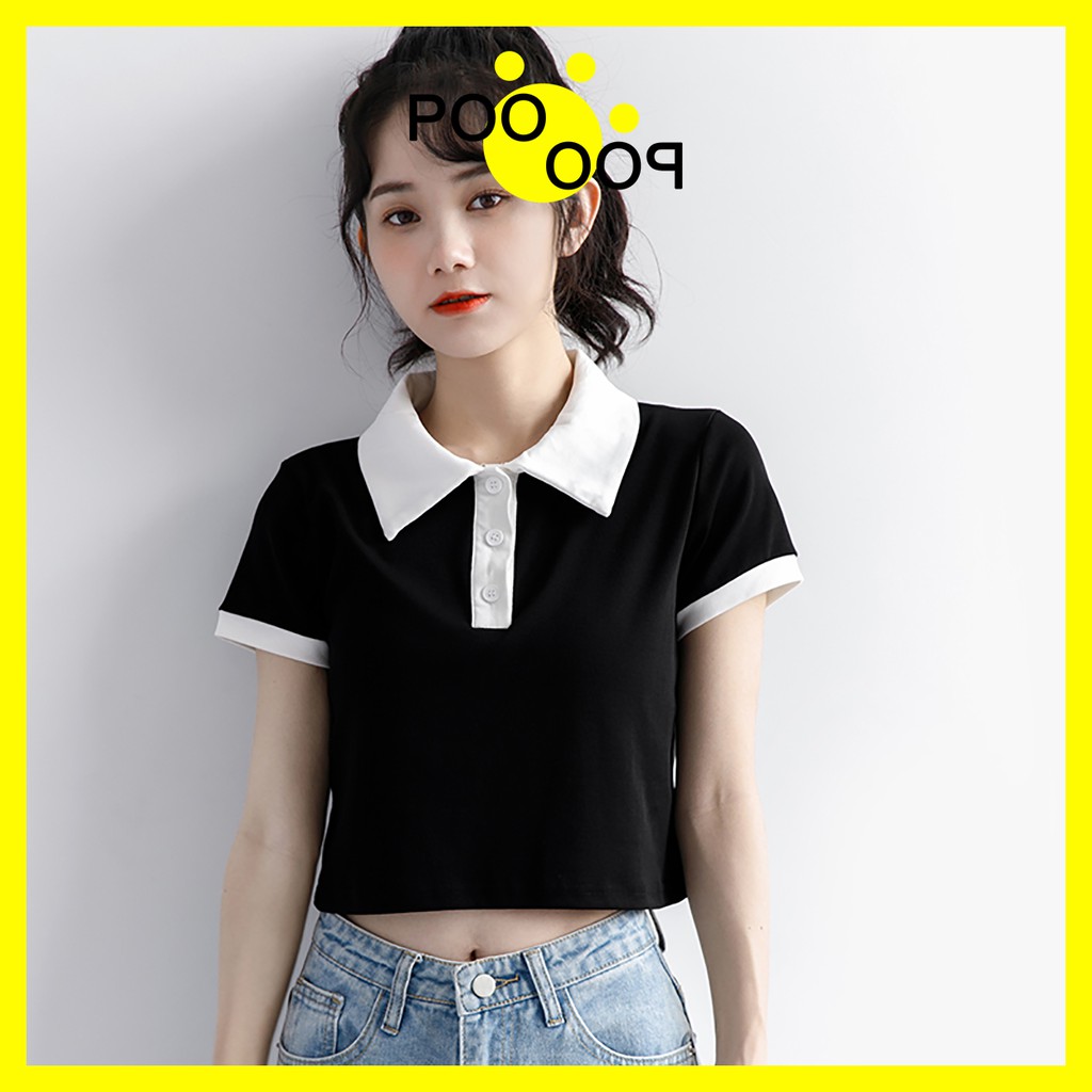 Áo Croptop Nữ Tay Ngắn Có Cổ Chữ V, Áo Croptop  Polo Hàn Quốc Form Rộng Ngắn Tay Cổ Bẻ, Áo Croptop Kiểu PooPoo Store | BigBuy360 - bigbuy360.vn