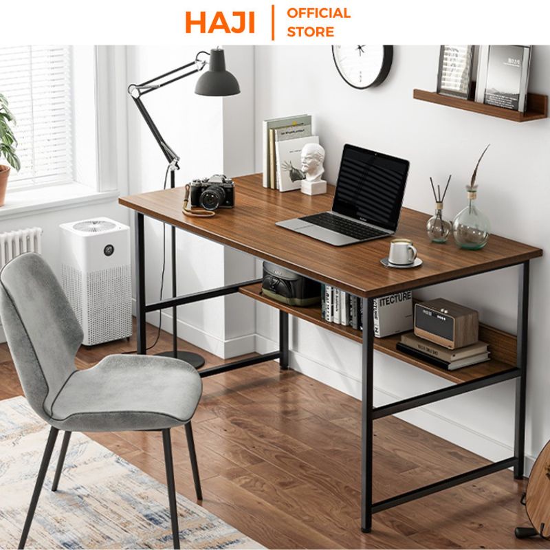 Bàn văn phòng dài 1m hiện đạiBàn làm việc tại nhà HAJI có kệ tiện dụng khung sắt sơn tĩnh điện chống gỉ chịu lực tốt C17