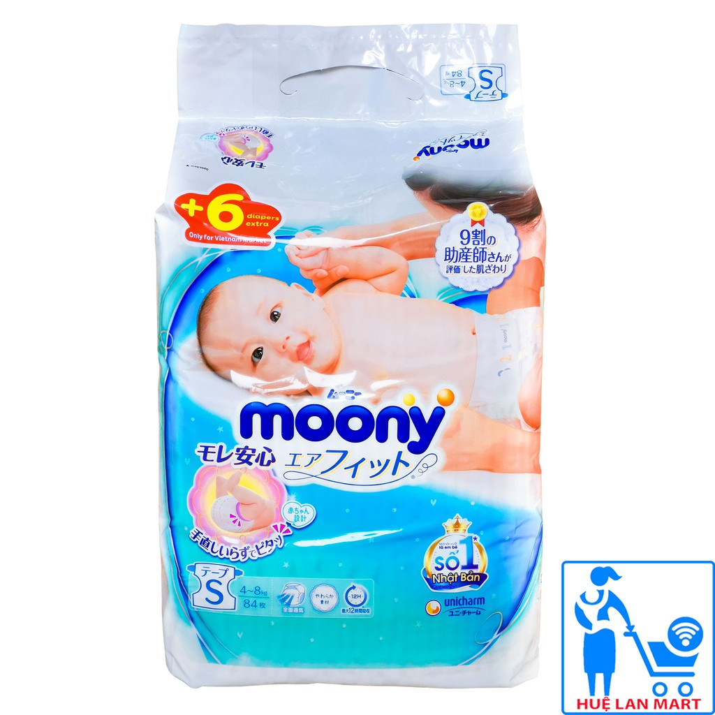 [CHÍNH HÃNG] Bỉm - Tã Dán Moony Size S84 (Cho bé 4-8kg)