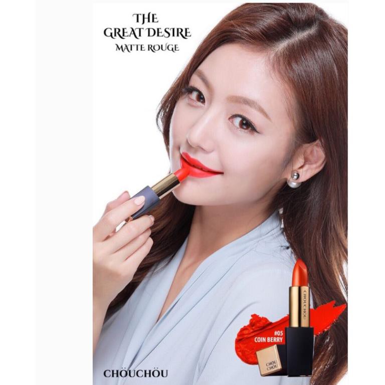 FREESHIP 50K Son Thỏi - Son Lì Chou Chou The Great Desire Matte Rouge Hàn Quốc 3.5g