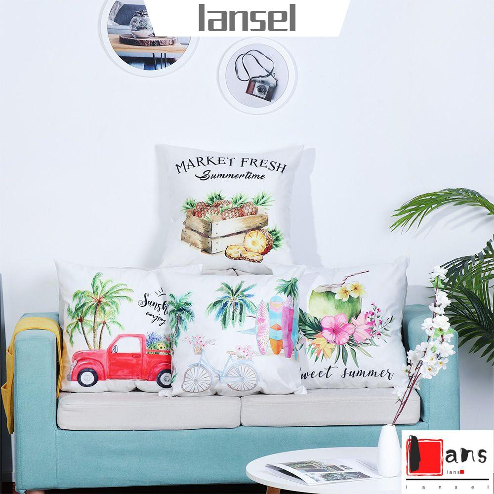 ❤LANSEL❤ Gift Throw Pillow Covers Square 18x18 Inch Summer Pillowcase Home Decor Coconut Truck Bicycle Pineapple