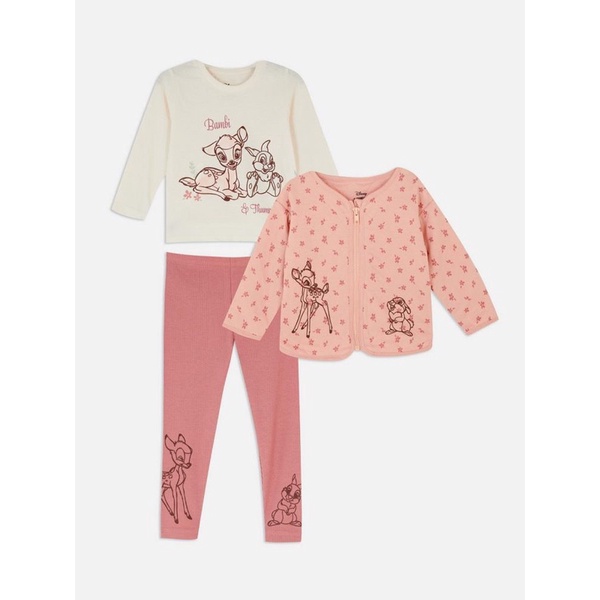 Bộ 3 Món Bé Gái Nai Bambi Hồng Cam PR