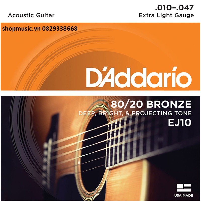 DÂY GUITAR AUCOUSTIC D'ADDARIO EJ10 (HÀNG CHÍNH HÃNG)