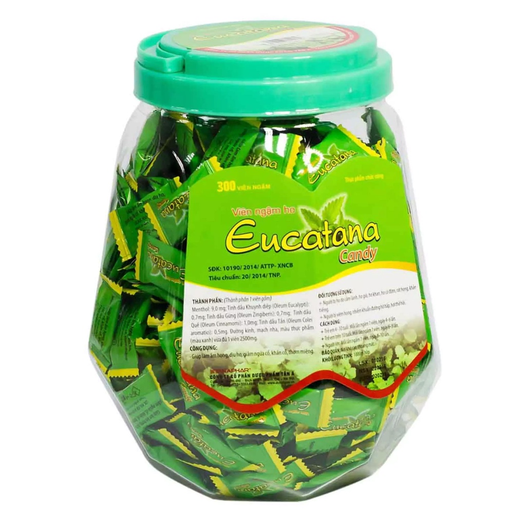 Viên ngậm ho Eucatana ( lọ 300 viên) nguồn gốc thảo dược, giảm ho, đau rát họng