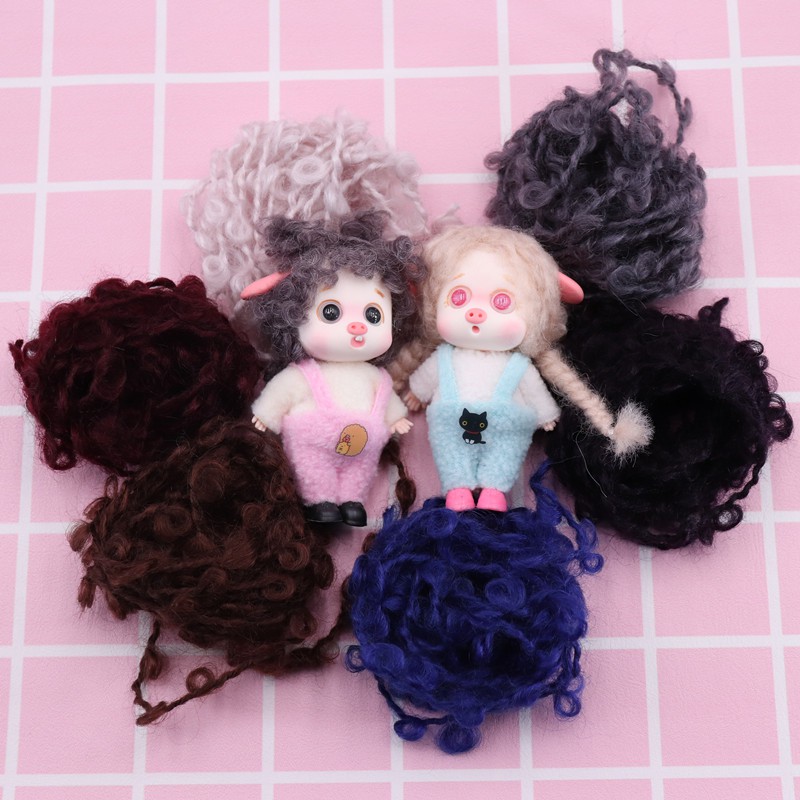 Đất sét siêu nhẹ gốm mềm búp bê nhẫn tóc tự làm vật liệu nhập khẩu mohair angora len bjd vẻ đẹp nút lợn