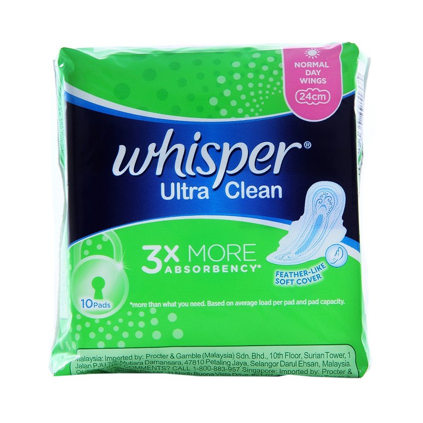 Băng vệ sinh Whisper Ultra Clean Có cánh 24cm (10 miếng)