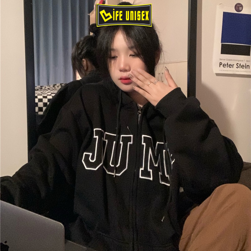 Áo Khoác Hoodie Nỉ JUMP Nam Nữ Ulzzang Unisex Dây Kéo, Áo Khoác Nỉ Form Rộng LIFE UNISEX