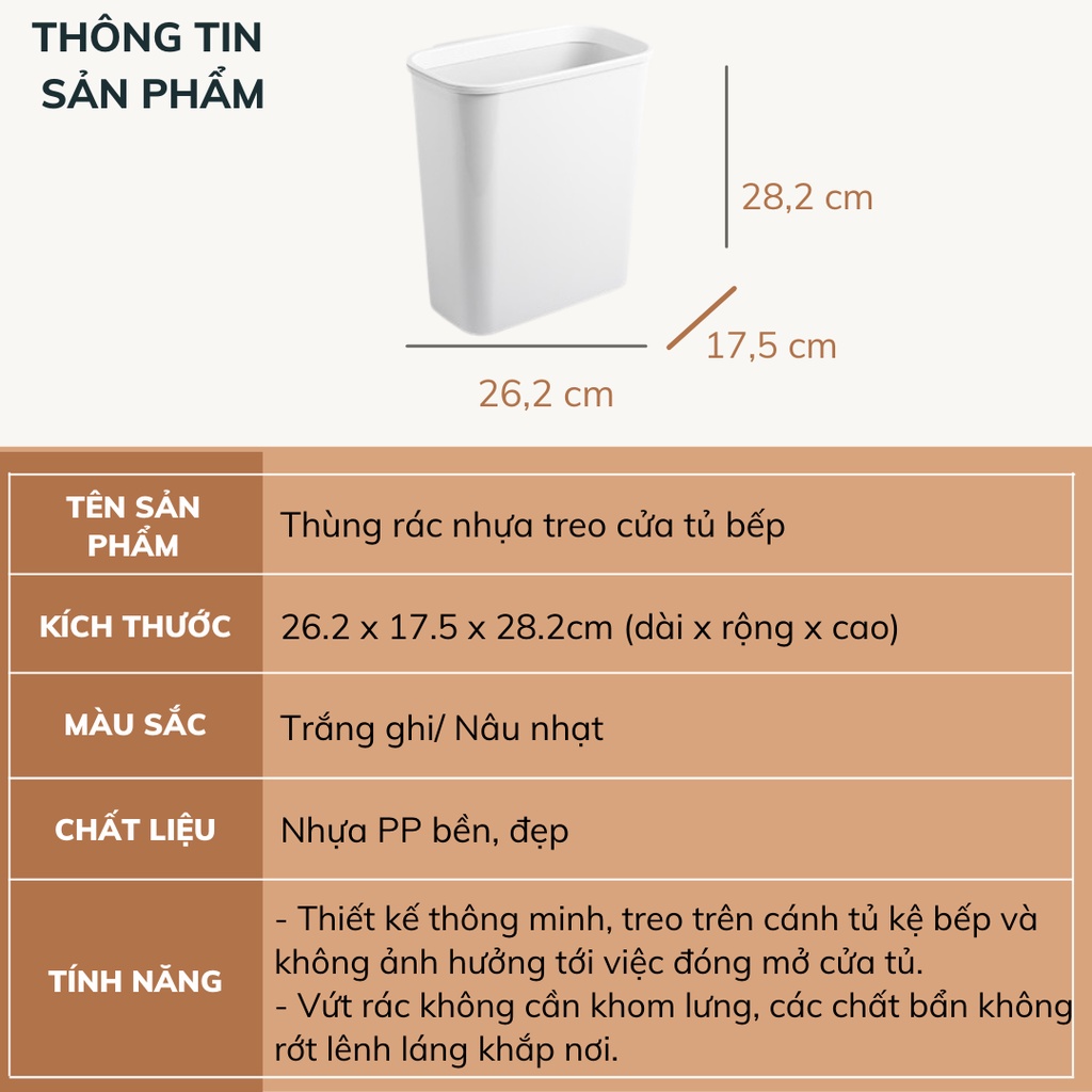 Thùng rác treo cánh cửa tủ bếp tiết kiệm không gian DECOSA