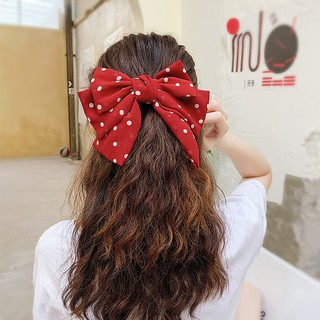 Kẹp tóc nữ Phối thắt nơ Chấm bi CUTE