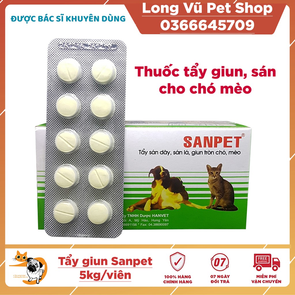 1 vỉ 10 viên San.Pet cho chó mèo