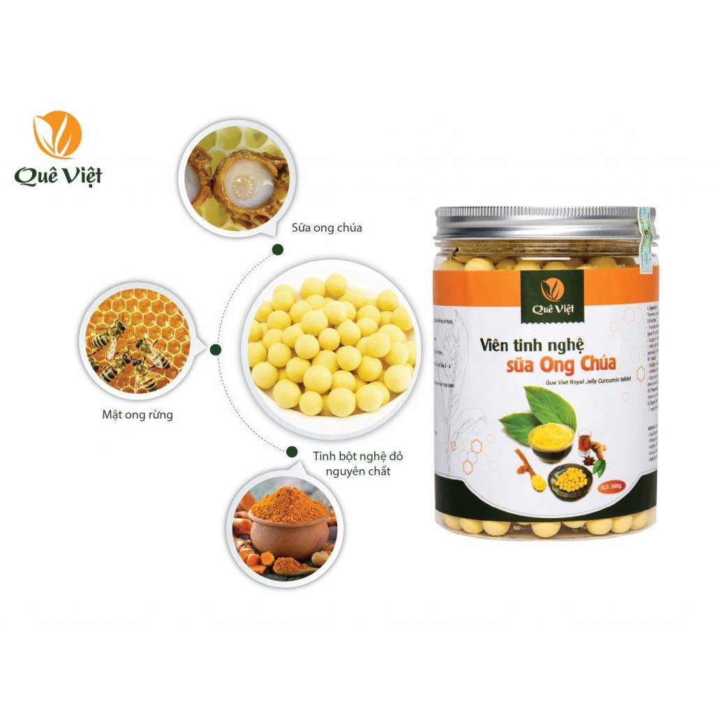 Nghệ viên mật ong sữa ong chúa Quê Việt tăng cường sức khỏe, làm đẹp da 350gr