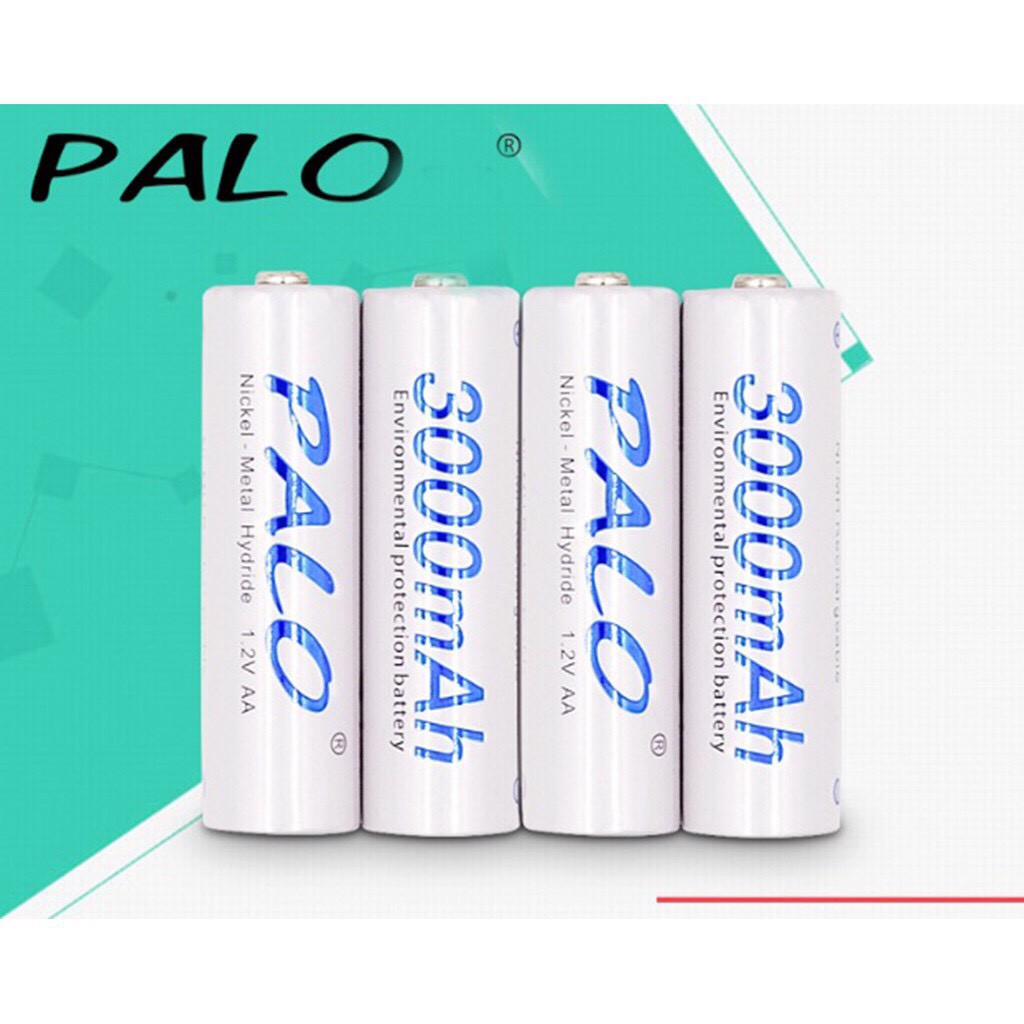 Vỉ 4 Viên Pin Tiểu Sạc Palo AA Ni-MH 3000mAh Cho Máy Ảnh, Ô Tô Điều Khiển...