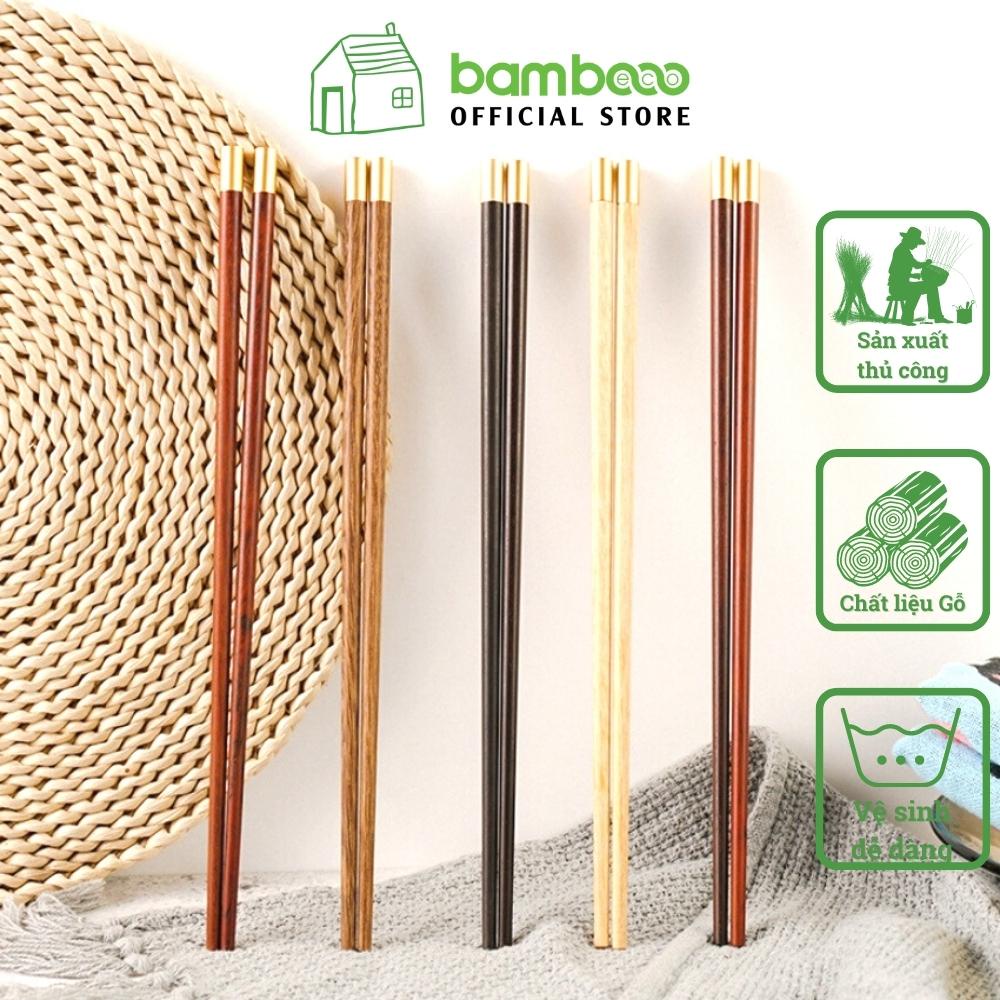 Đũa gỗ Hương bọc đồng phong cách Nhật Bản BAMBOOO ECO an toàn vệ sinh, sử dụng cho gia đình, nhà hàng, khách sạn