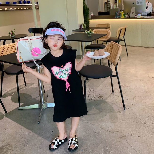 [Hàng Mới Về] Đầm Công Chúa Tay Ngắn Xẻ Tà Bên Hông Dễ Phối Đồ Phong Cách Phương Tây Mùa Hè Cho Bé Gái