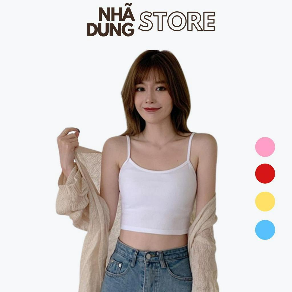 Áo croptop hai dây mảnh nữ trơn, Ôm Body Chất Tốt, Áo thun Kiểu nữ ôm thun gân mềm mát Mẫu Mới dưới 53kg
