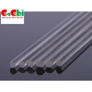 Đũa thủy tinh khuấy hóa chất, trong suốt dài 20 cm, đường kính 8mm