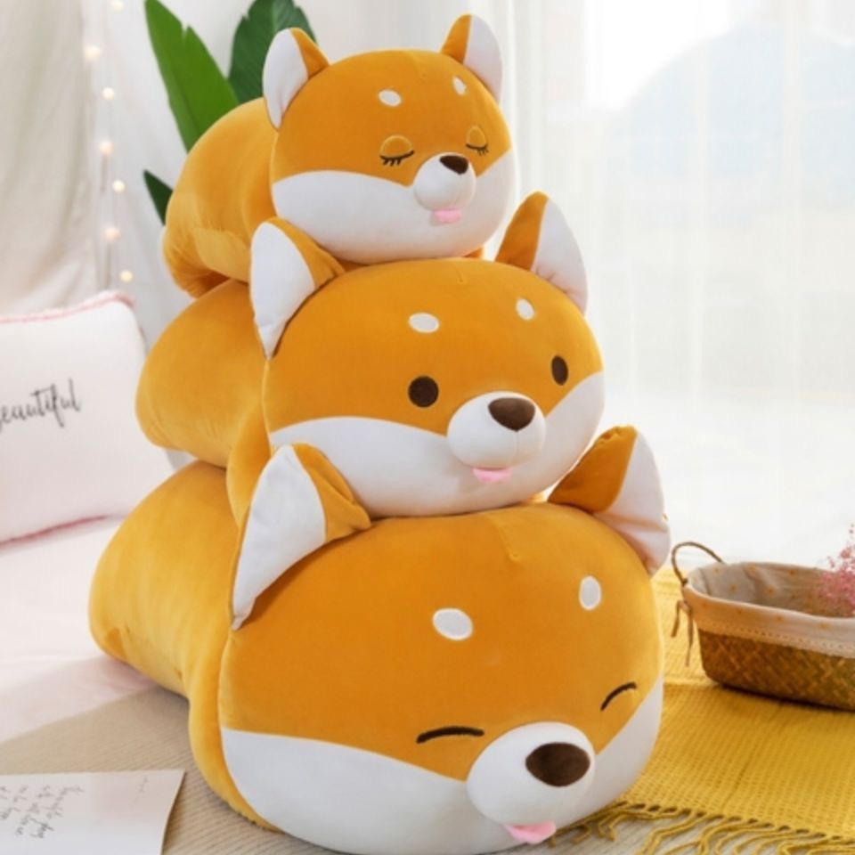 [Tặng móc khóa] Gấu Bông Chó Shiba Nằm size 70cm/90cm