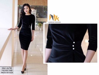 Đầm nhung ôm xoắn eo thời trang