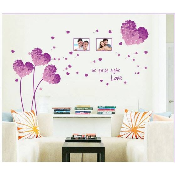 Decal dán tường decal trang trí trái tim tím BINBIN PK204 (Có keo sẵn)