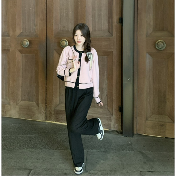 Áo khoác len Cardigan dệt kim retro phong cách Hàn Quốc ngọt ngào