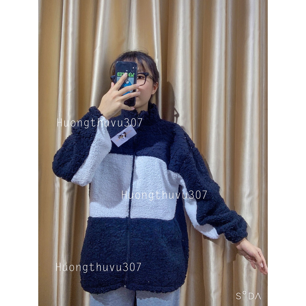 Áo Khoác Lông Cừu Phối Màu Form Rộng | BigBuy360 - bigbuy360.vn