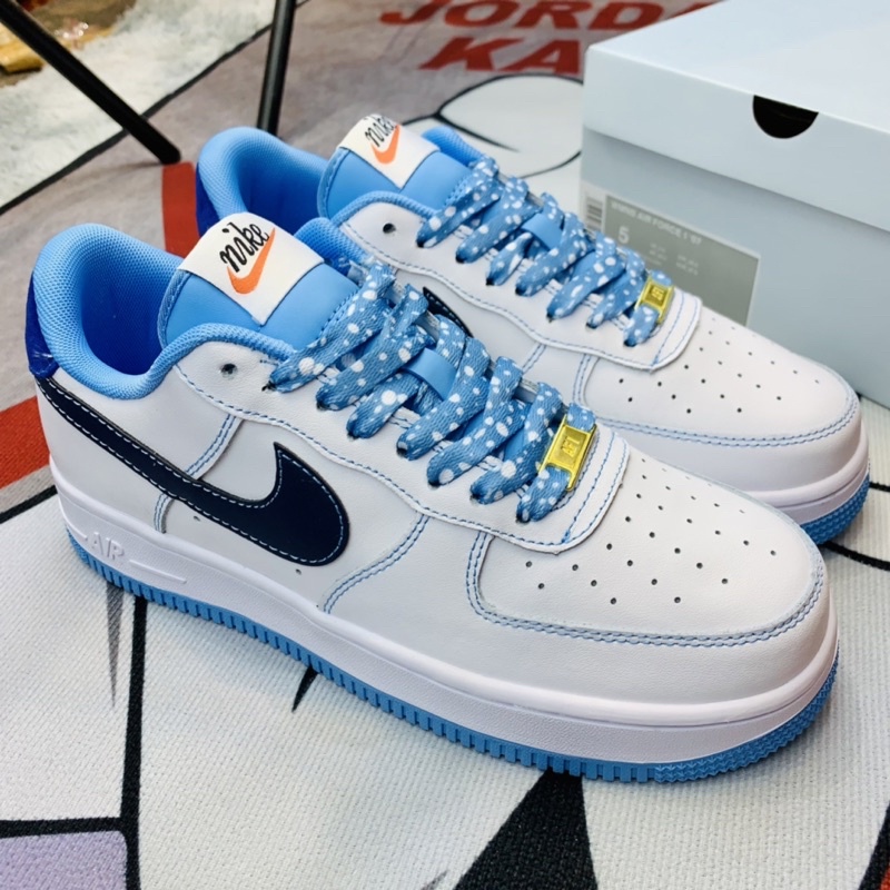Giày thể thao sneaker cổ thấp AF1 Blue White Da Lộn Hàng SC