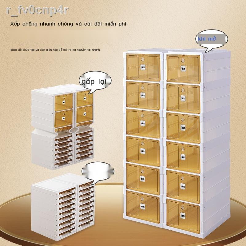 yangyangTủ đựng giày không cần lắp đặt Hộp trong suốt tiết kiệm gian nhựa có thể gấp lại đơn giản Giá để gia dụng tạo tá