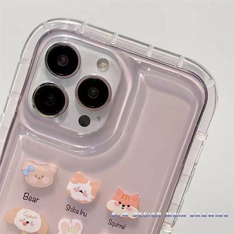 Ốp Điện Thoại Mềm Trong Suốt In Hình Đầu Động Vật Hoạt Hình Cho iPhone 13 12 11 Pro MAX IX XS MAX XR