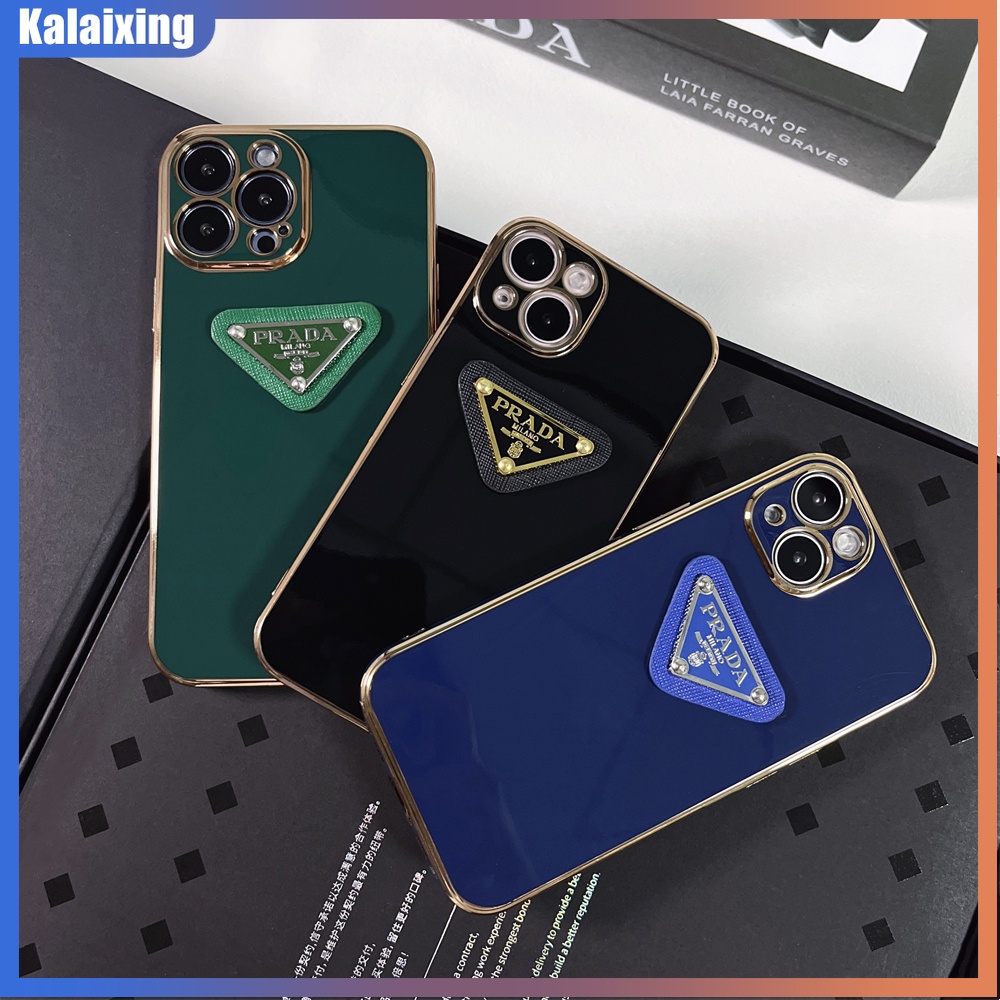 PRADA Ốp Điện Thoại Mềm Hình Tam Giác 3D Cho iPhone 14 Pro Max 13Pro 12 11 Pro Max X Xr Xs Max 7Plus 8Plus 6Plus