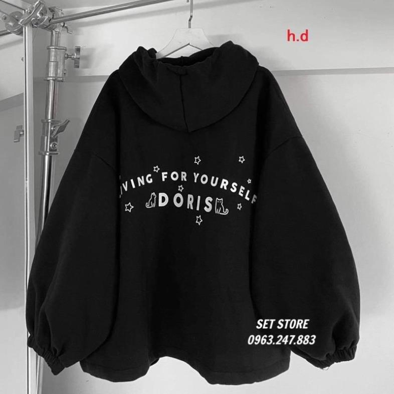 Áo khoác hoodie Dorri Ulzzang🌵áo nữ thu đông form rộng dài vải nỉ êm