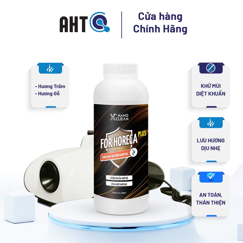 Dung dịch tạo khói, phun khói Nano Xclean For Horeca plus -hương gỗ/ trầm- khử khuẩn, khử mùi, tạo hương thơm 1000ML