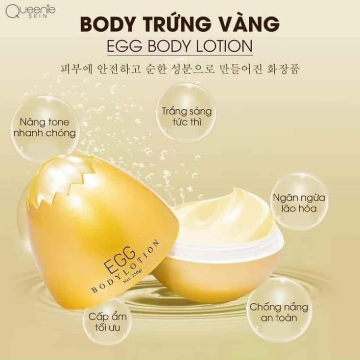 Kem trắng da body Kem body trứng vàng Queenie Skin trắng da bật tone dưỡng trắng da chống nắng