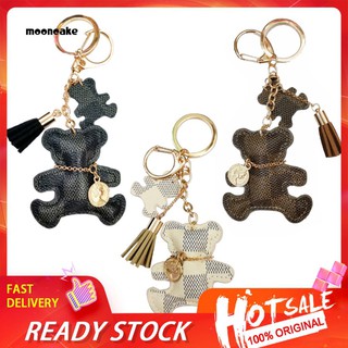 Móc treo chìa khoá túi xách hình chú gấu dễ thương bằng da cho nữ