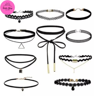 Vòng cổ choker hichi, choker vải choker gắn hạt ngọc dành cho nữ.
