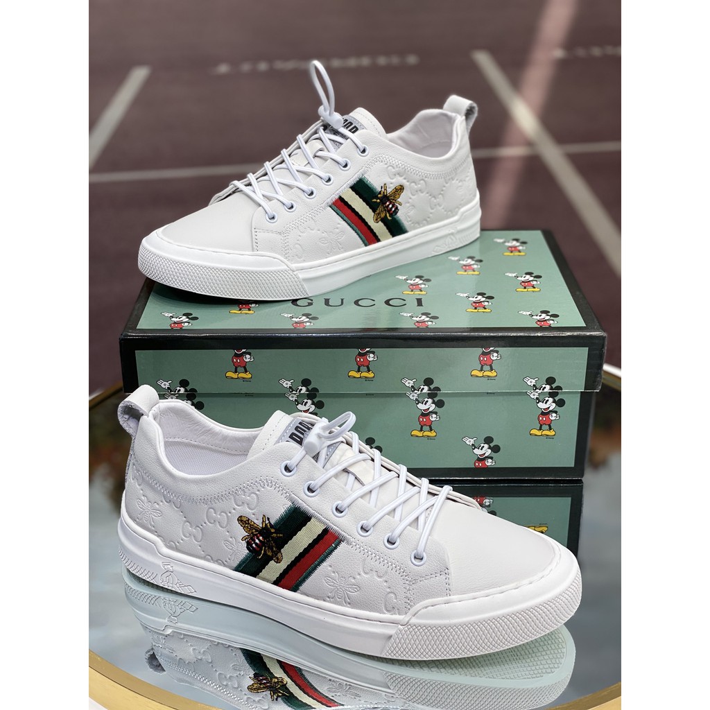 Giày sneakers nam da thật GUCCI GG GC thiết kế họa tiết bắt mắt, trẻ trung