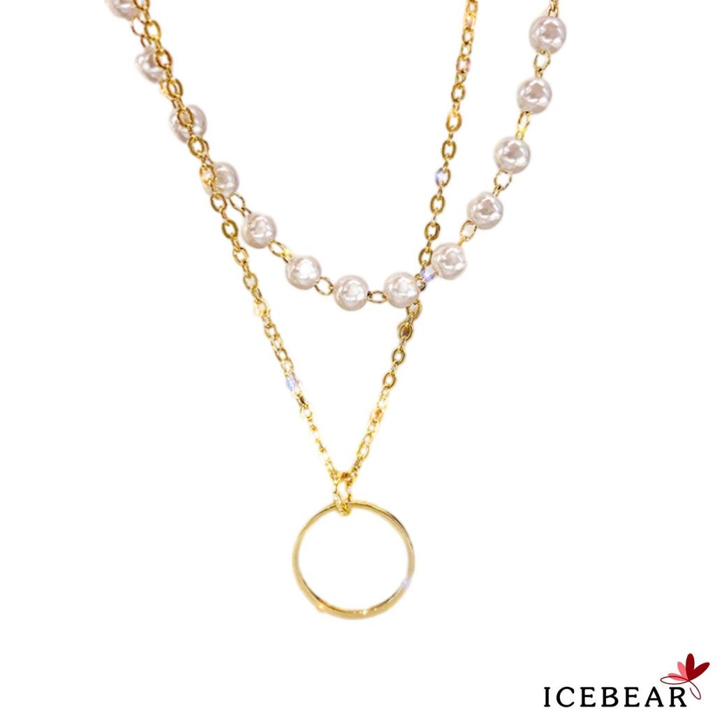 Vòng cổ Hai Lớp Đính Ngọc Trai Giả Thời Trang Dành Cho Nữ