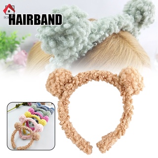 Băng Đô Cài Tóc Hình Tai Gấu Bằng Vải Bông Màu Kẹo Dễ Thương Cá Tính Chống Trượt Cho Nữ