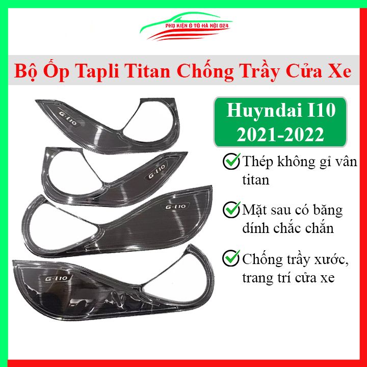 Bộ ốp tapli Hyundai I10 2021-2022 2023 vân titan chống xước va đập khi mở cửa và làm đẹp xe