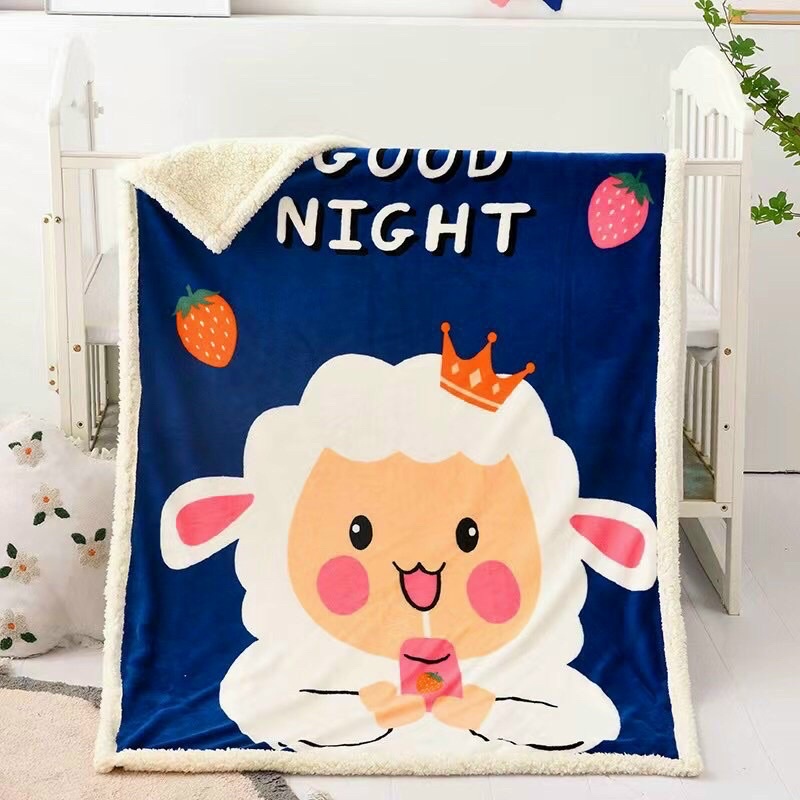 Chăn Lông Cừu Cho Bé,Chăn Mùa Đông Trẻ Em 5D Mềm Ấm Nhập Khẩu Size 95x135cm Nặng 600g